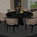 Elegant Modern Restaurant Interior With Round Marble Dining Table White Chairs And Fireplace