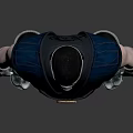 Masked Warrior Character With Blue Sleeveless Outfit Black Pants And Metallic Accessories