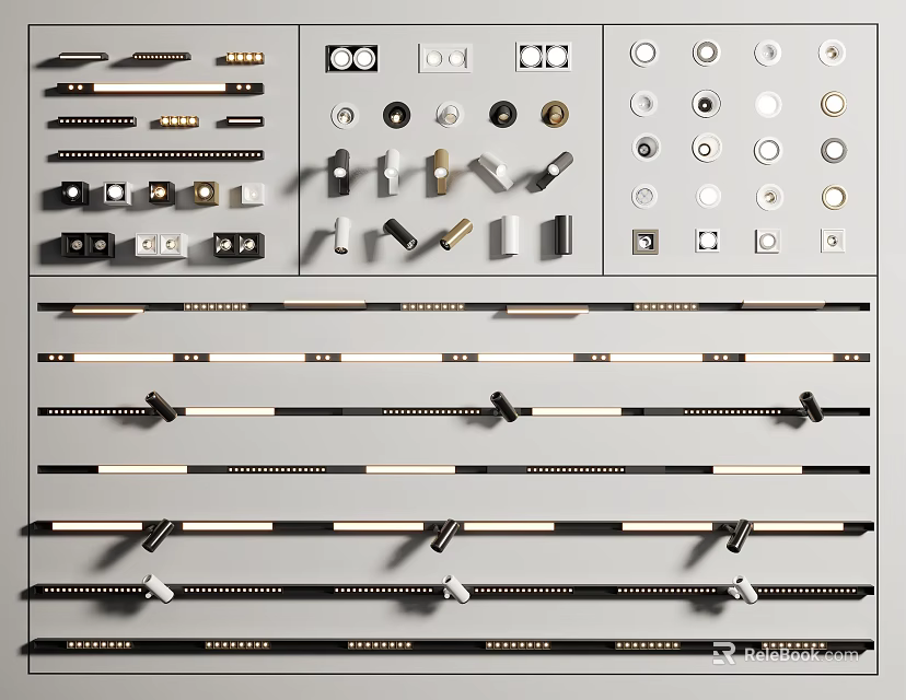 Modern Downlights And Spotlights In Various Styles For Home Interior Lighting 3d model