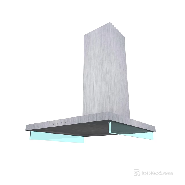 Stainless Steel Kitchen Range Hood With Modern Design And Built In Lighting 3d model 