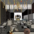 Modern Sales Office Interior With Wooden Structure Water Features And Spacious Green Corridor