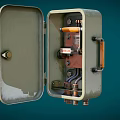 Open Metal Electrical Box With Fuse Terminal Blocks And Wiring Components