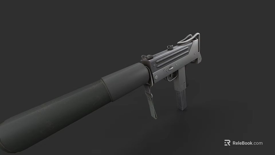 Modern Military Rifle With Gray Black Body Barrel Magazine And Stock On Dark Background 3d model 