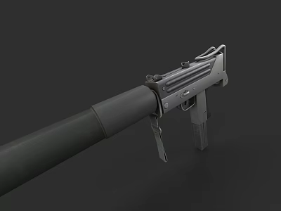 Modern Military Rifle With Gray Black Body Barrel Magazine And Stock On Dark Background 3d model