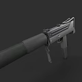 Modern Military Rifle With Gray Black Body Barrel Magazine And Stock On Dark Background