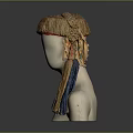 Game Movie Character Woven Straw Hat With Red Decoration And Blue Beige Tassel On Mannequin