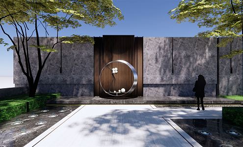 Modern landscape wall Cultural landscape wall 3d model