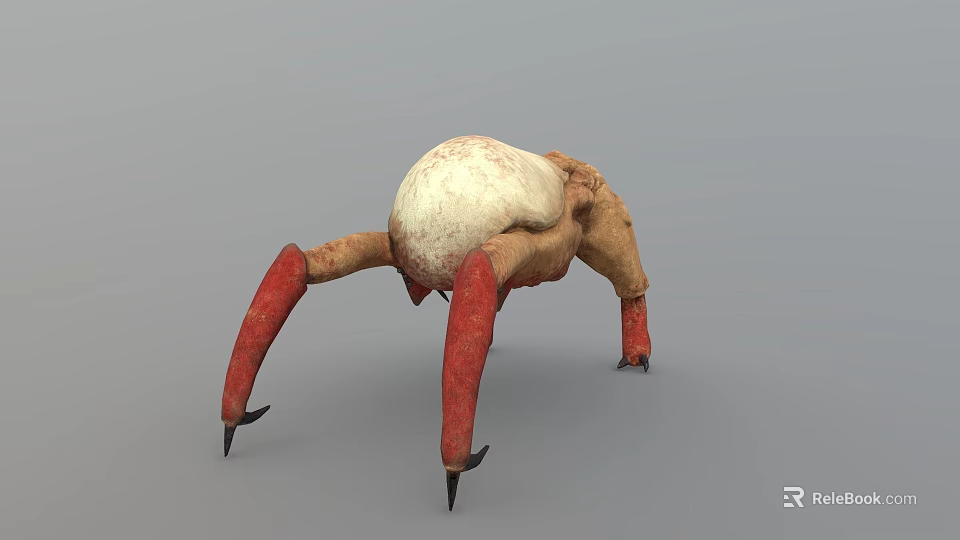 Game and Movie Character with White Round Body Red Long Legs Sharp Claws 3d model 