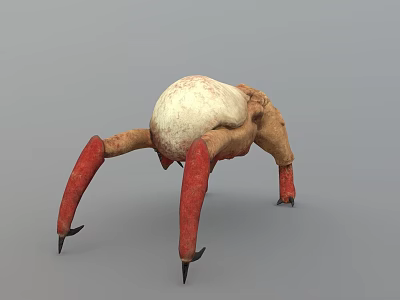 Game and Movie Character with White Round Body Red Long Legs Sharp Claws 3d model