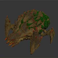 Spiky Ferocious Mythical Creature Character 3D Model With Green Brown Claws Fangs