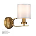 Elegant Brass Wall Sconce With White Fabric Lampshade And Modern Design