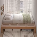 Simple Wooden Double Bed Frame With Modern Design For Bedroom Furniture