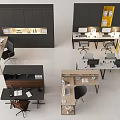 Modern Office Desk Designs With Computers Chairs And Storage Cabinets Accessories