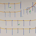 Outdoor Kids Playground Equipment With Blue Frames Yellow Bars Climbing Frames And Green Swings