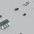 Small Electronic Components In Various Shapes Scattered On Gray Background 3d model