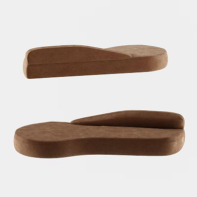 Tech Exhibition Hall Showcases Modern Organic Shaped Brown Suede Upholstered Seats 3d model