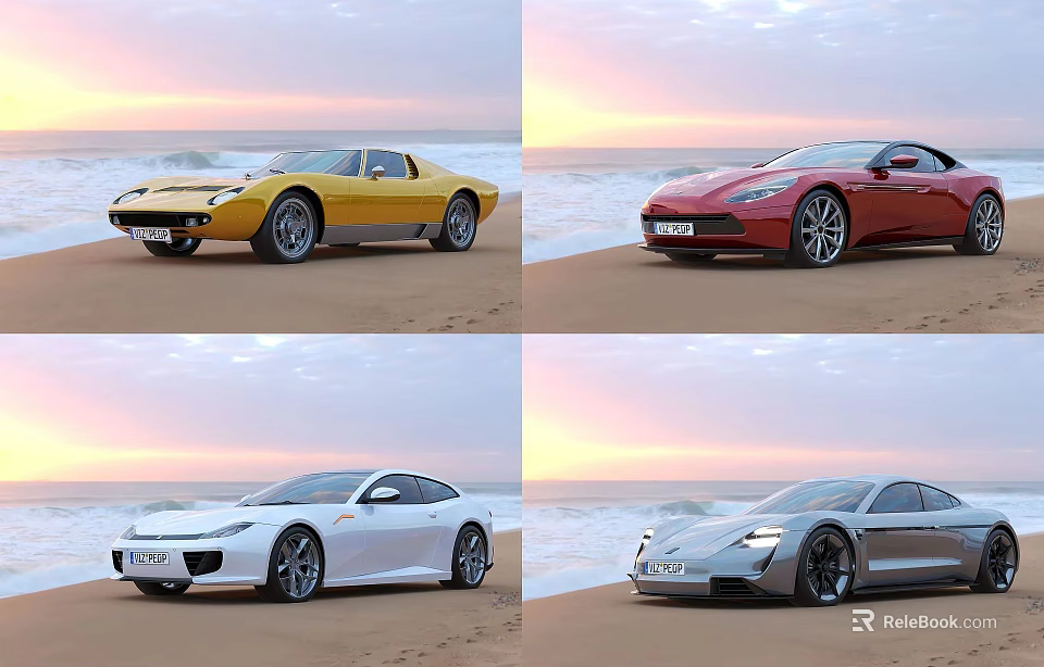 Technology Exhibition Hall Featuring Stylish Sports Cars In Various Colors And Modern Designs 3d model 