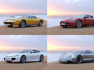 Technology Exhibition Hall Featuring Stylish Sports Cars In Various Colors And Modern Designs 3d model