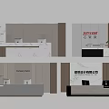 Modern background wall company reception desk 3d model