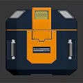 Yellow And Navy Blue Cubical Industrial Device Featuring Display Screen Metal Rod And Gauge