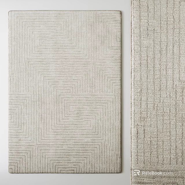 Modern Square Rugs Featuring Geometric Patterns And Grid Textures In Neutral Tones 3d model