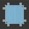Standard Boxing Ring Structure With Blue Mat Surface Roped Barriers And Side Steps