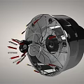 Industrial Equipment Precision Rotary Mechanical Component With Transparent Casing And Red Metal Parts