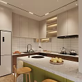 Modern Living and Dining Room Interior Design With Sofa Dining Table Pendant Lights And Staircase