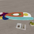 Stitching color matching dopamine color cartoon children's carpet 3d model