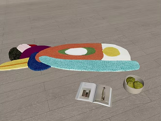 Stitching color matching dopamine color cartoon children's carpet 3d model