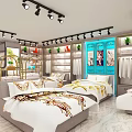 Modern Specialty Store Interior With Shelves Product Displays And Decorative Lighting