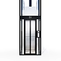 Sleek Modern Elevator With Transparent Glass Exterior Metal Frame And Blue Top