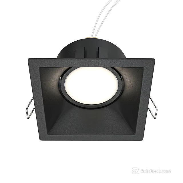 Contemporary Black Square Downlight Spotlight Featuring LED Lighting and Recessed Mounting Design 3d model 
