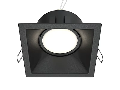 Contemporary Black Square Downlight Spotlight Featuring LED Lighting and Recessed Mounting Design 3d model