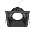 Contemporary Black Square Downlight Spotlight Featuring LED Lighting and Recessed Mounting Design