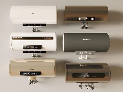 Stylish Wall Mounted Electric Water Heaters In Various Colors And Designs 3d model