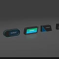 Modern Exhibition Reception Desks With Colorful Panel Designs And Corporate Brand Logos