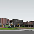 Modern nine-year school teaching building 3d model
