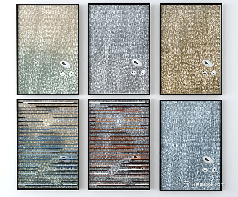 Abstract Textured Wall Art Decor With Various Colors And Hanging Frames 3d model