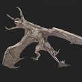 Fantasy Flying Dragon 3D Model Featuring Scaly Wings Sharp Fangs And Blue Eye