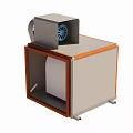 Cafeteria Insulated Food Cabinet White Orange Frame Small Window Red Items Inside Sloped Top