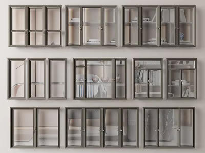 Various Modern Window And Glass Door Designs With Different Frame Styles 3d model