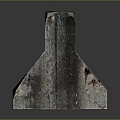 Concrete Barrier with Weathered Texture Yellow Stains and Red Metal Handles