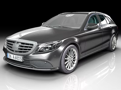 Mercedes Benz Black Wagon Car With Glossy Exterior Modern Design And Stylish Alloy Wheels 3d model