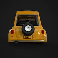 Yellow Taxi Model Car with Black Wheels Transparent Windows and Roof Taxi Sign