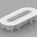 Modern Conference Room Interior With Oval White Meeting Table And Drawers