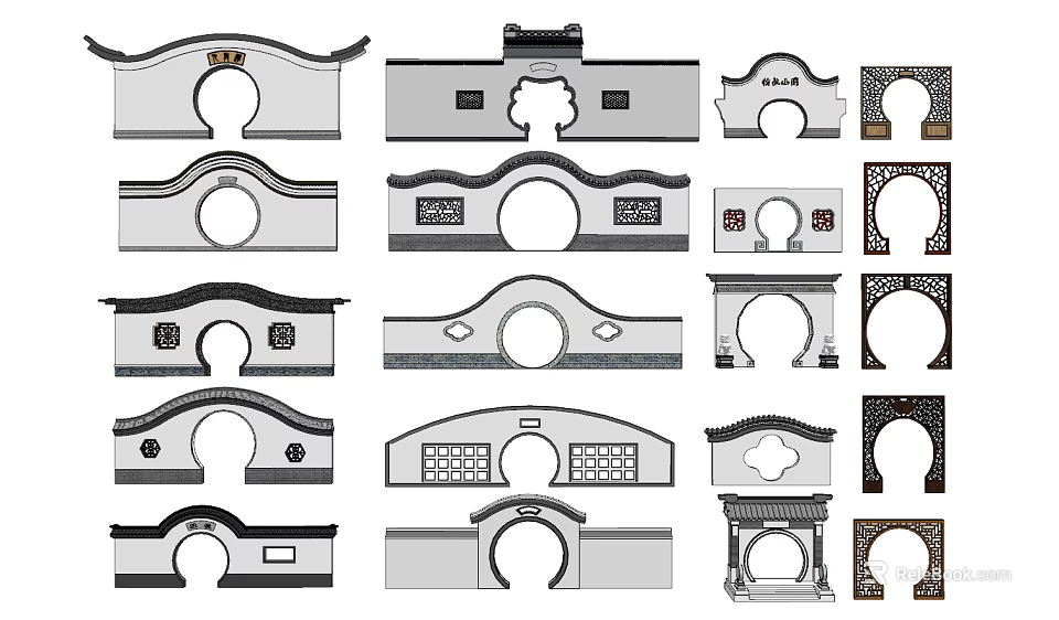 Different Styles of Door Arches With Classic Shapes Ornamental Carvings And Decorative Edges 3d model 