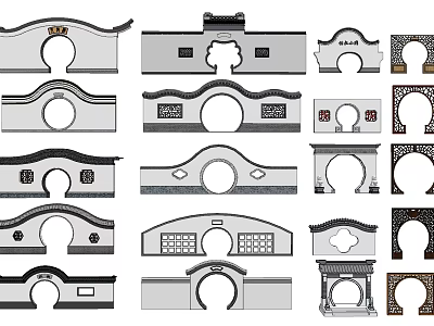 Different Styles of Door Arches With Classic Shapes Ornamental Carvings And Decorative Edges 3d model