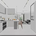 Modern Living And Dining Room Interior With Black Sofa TV Coffee Table And Window