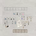 Wall Mounted Decorative Ornament Combination With Hanging Racks Small Plants Storage Bags And Miniature Decorations